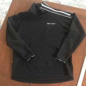 Champion Women's Small Sweatshirt Black Sport Mock Neck Shoulder Zip Athleisure